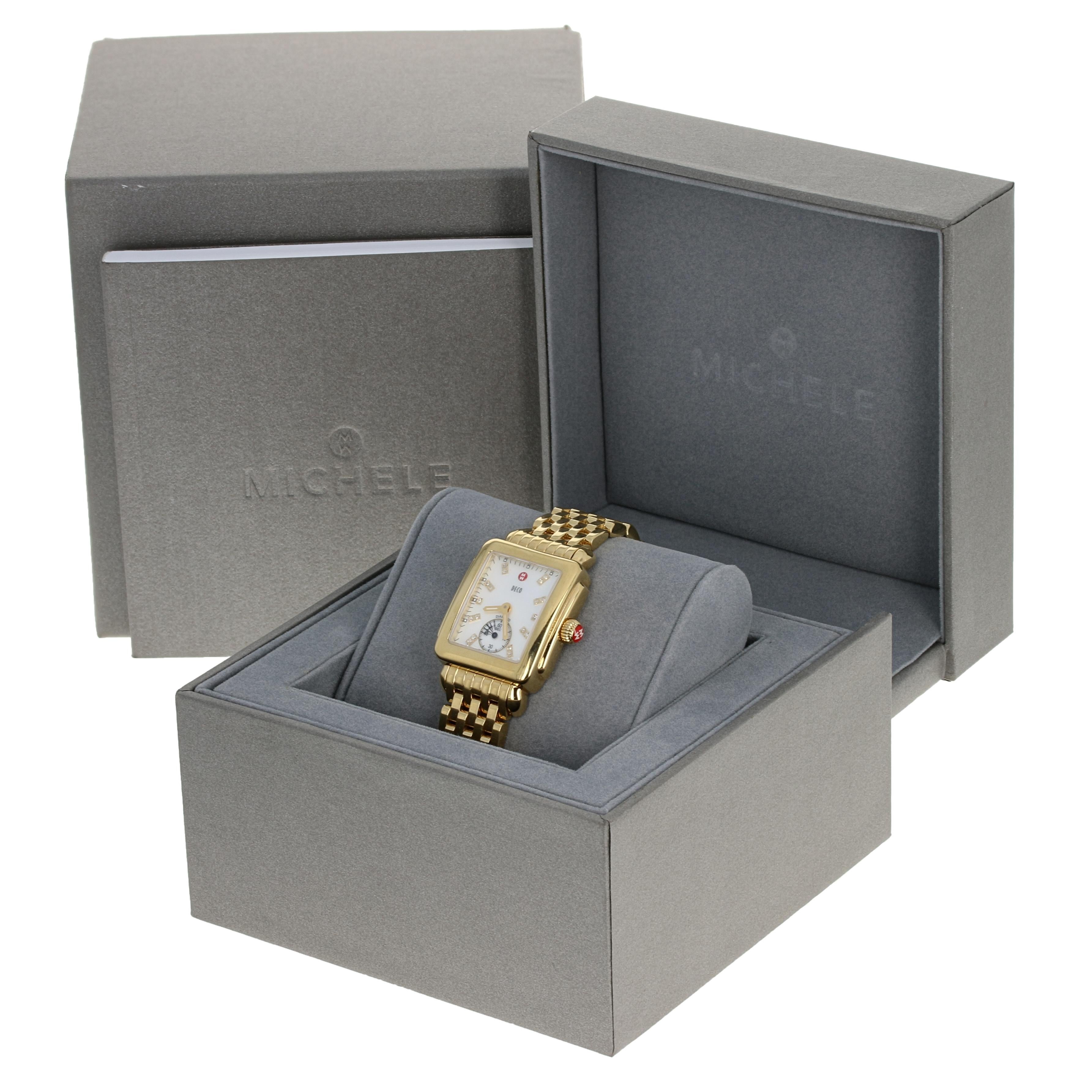 Men's Michele Deco Ladies Watch, Stainless Gold-Plated Quartz 2 Yr Wnty MW06V00A9046