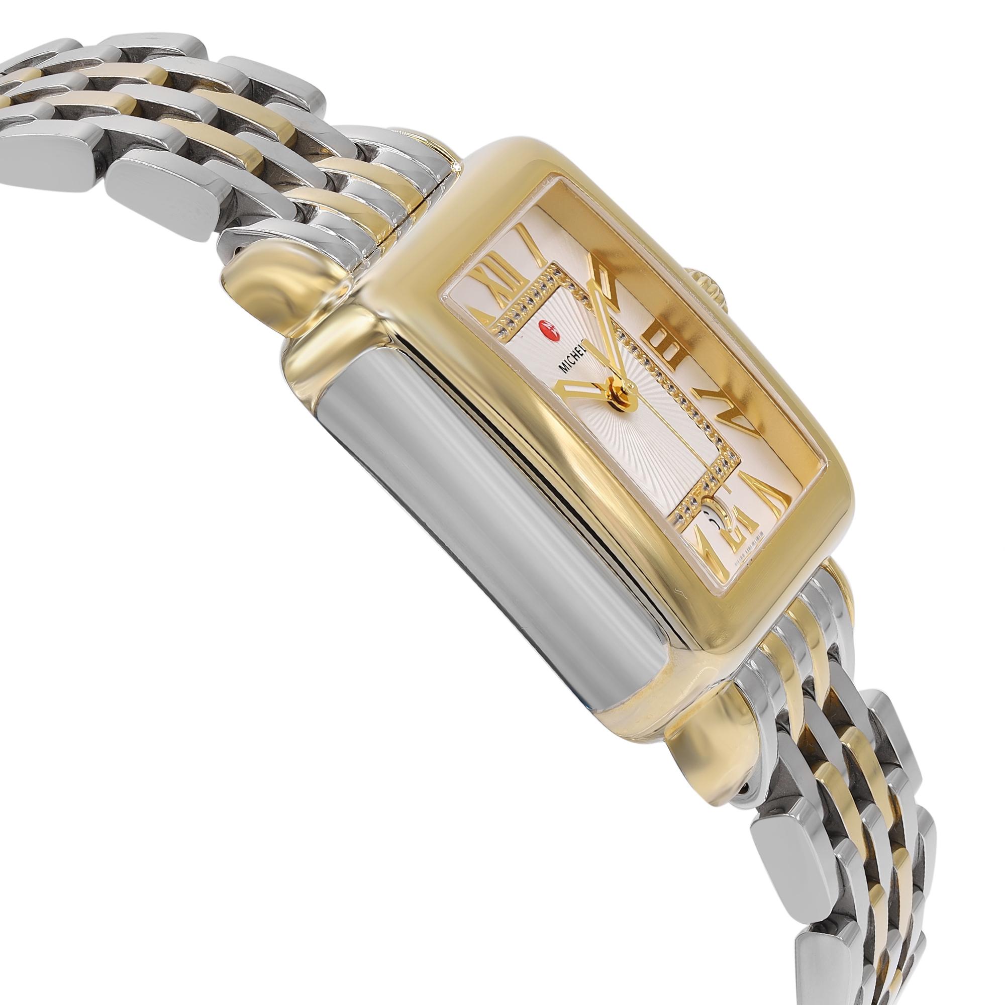 Michele Deco Madison Two-Tone Steel Silver Dial Ladies Watch MWW06T000147 In New Condition In New York, NY