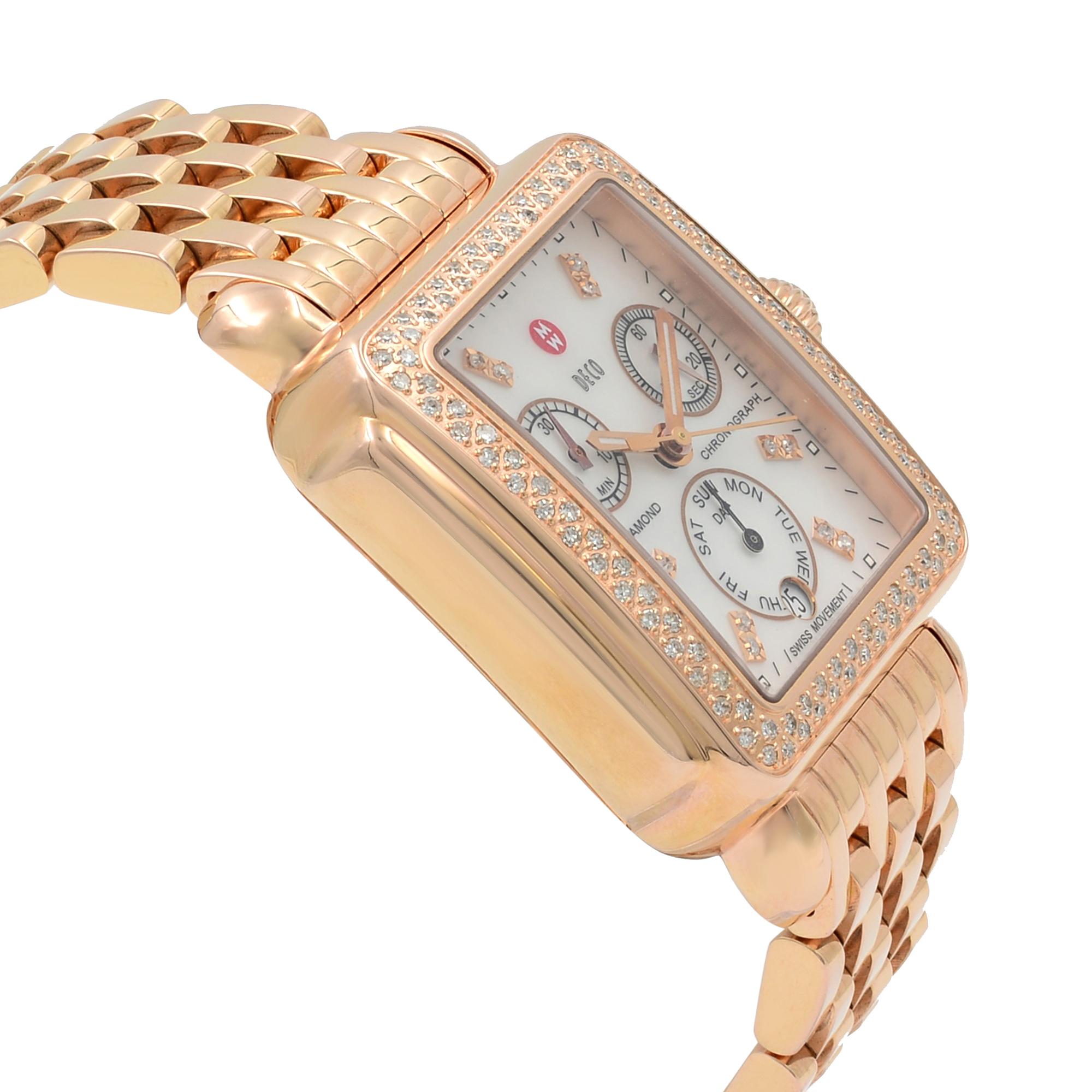michele rose gold diamond watch