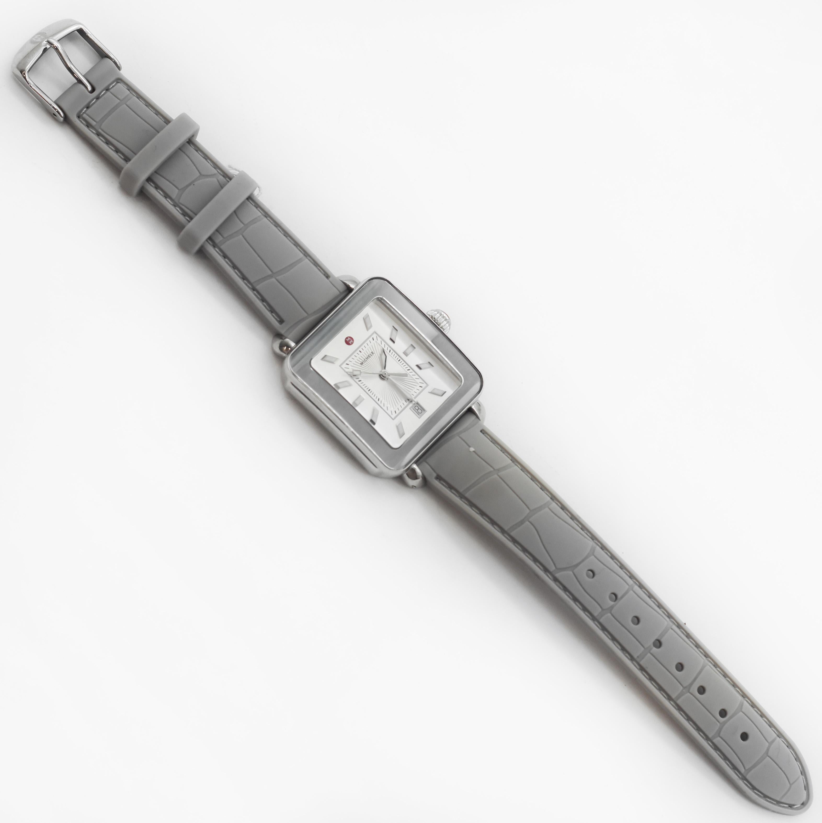Michele Deco Sport Silver Dial Watch MWW06K000009 In Good Condition For Sale In San Fernando, CA