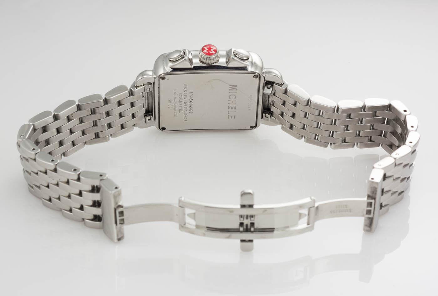 Michele Deco-Edelstahl-Chronograph mit Diamant-Lünette für Damen oder Herren im Angebot