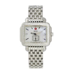 Michele Deco Stainless Steel Mother of Pearl Dial Diamond Watch