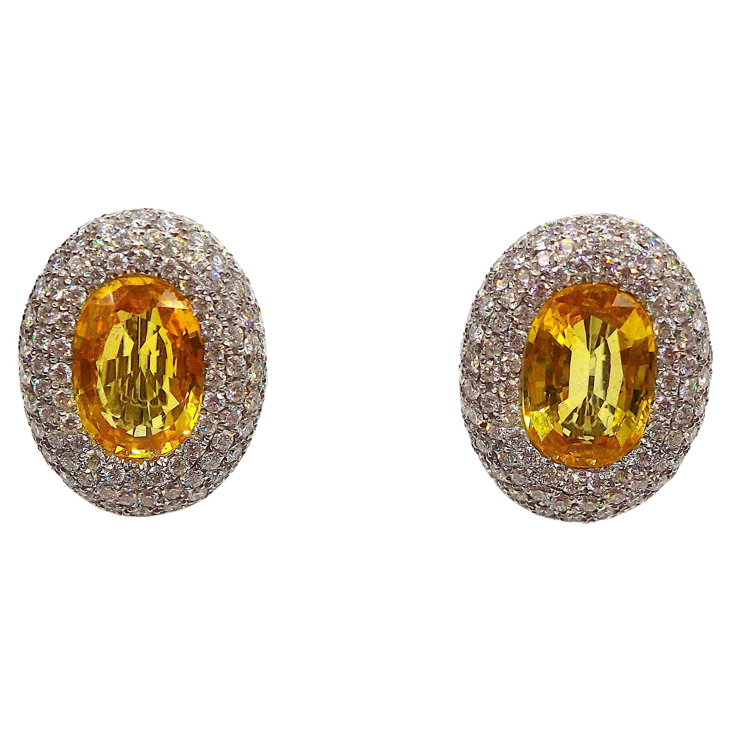 Michele Della Valle 18K White Gold Colored Sapphire Diamonds Earrings For Sale