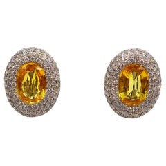 Michele Della Valle 18K White Gold Colored Sapphire Diamonds Earrings