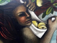 Michèle DEMEDTS (1958-) , grande huile sur toile signée DEMEDTS, Circa 1990