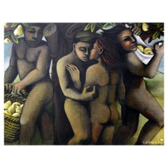 Michèle DEMEDTS (1958-) , grande huile sur toile signée DEMEDTS, Circa 1990