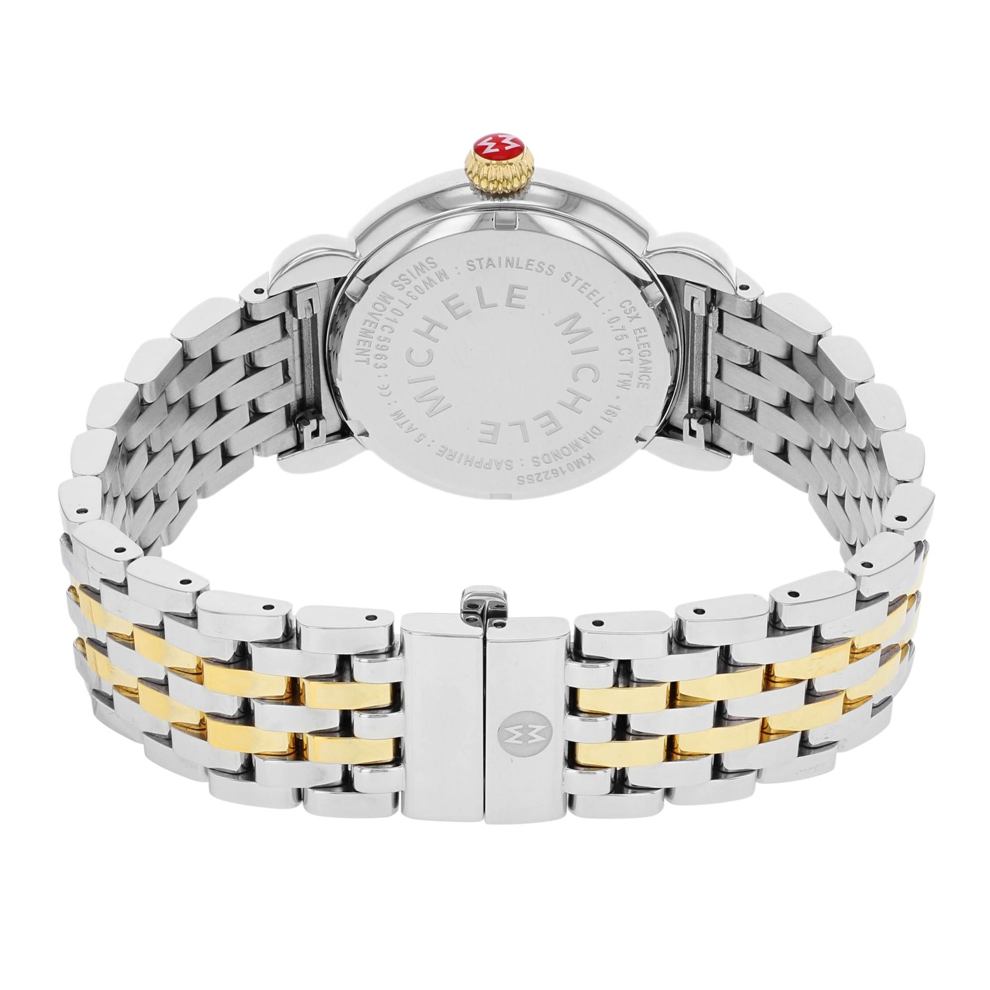 Women's Michele Elegance CSX Steel Mother of Pearl Dial Quartz Ladies Watch MWW03T000042