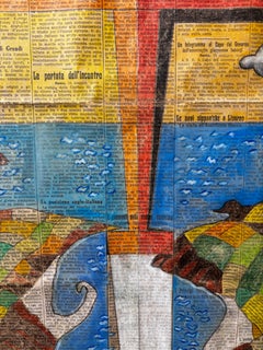 Aereo in volo sullo stretto di Messina , Sicilia 1931 cm. 41 x 59 , Futurismo