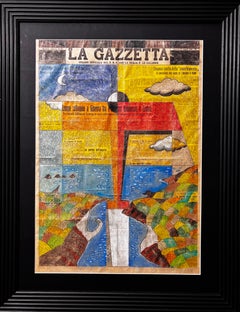 Aereo in volo sullo stretto di Messina , Sicilia 1931 cm. 41 x 59 , Futurismo