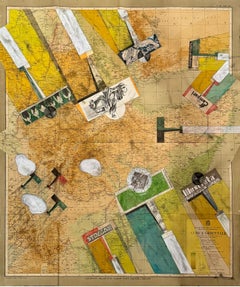 Aereopittura su cartina geografica dell'Africa Orientale cm. 103 x 122  anni 30
