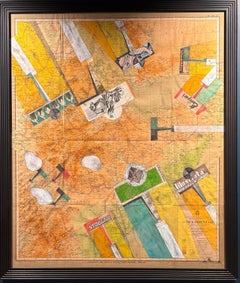 Aereopittura su cartina geografica dell'Africa Orientale cm. 103 x 122  anni 30