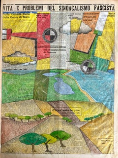 "Aeropittura " Sicilia , Italia , Futurismo , Tecnica mista su giornale 1930