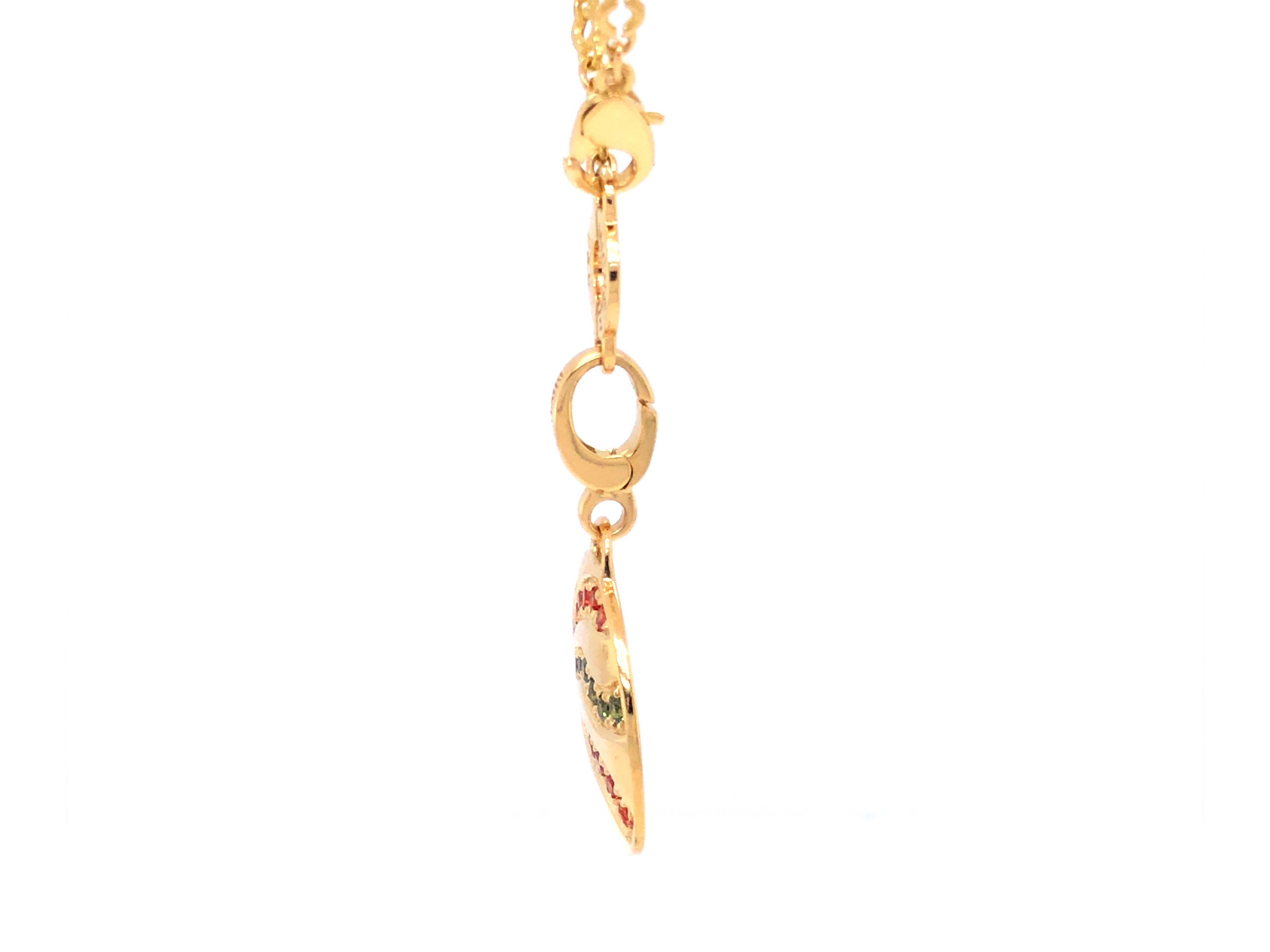 Michele Gold and Garnet Starfish Pendant with Chain, 18k Yellow Gold For Sale 1