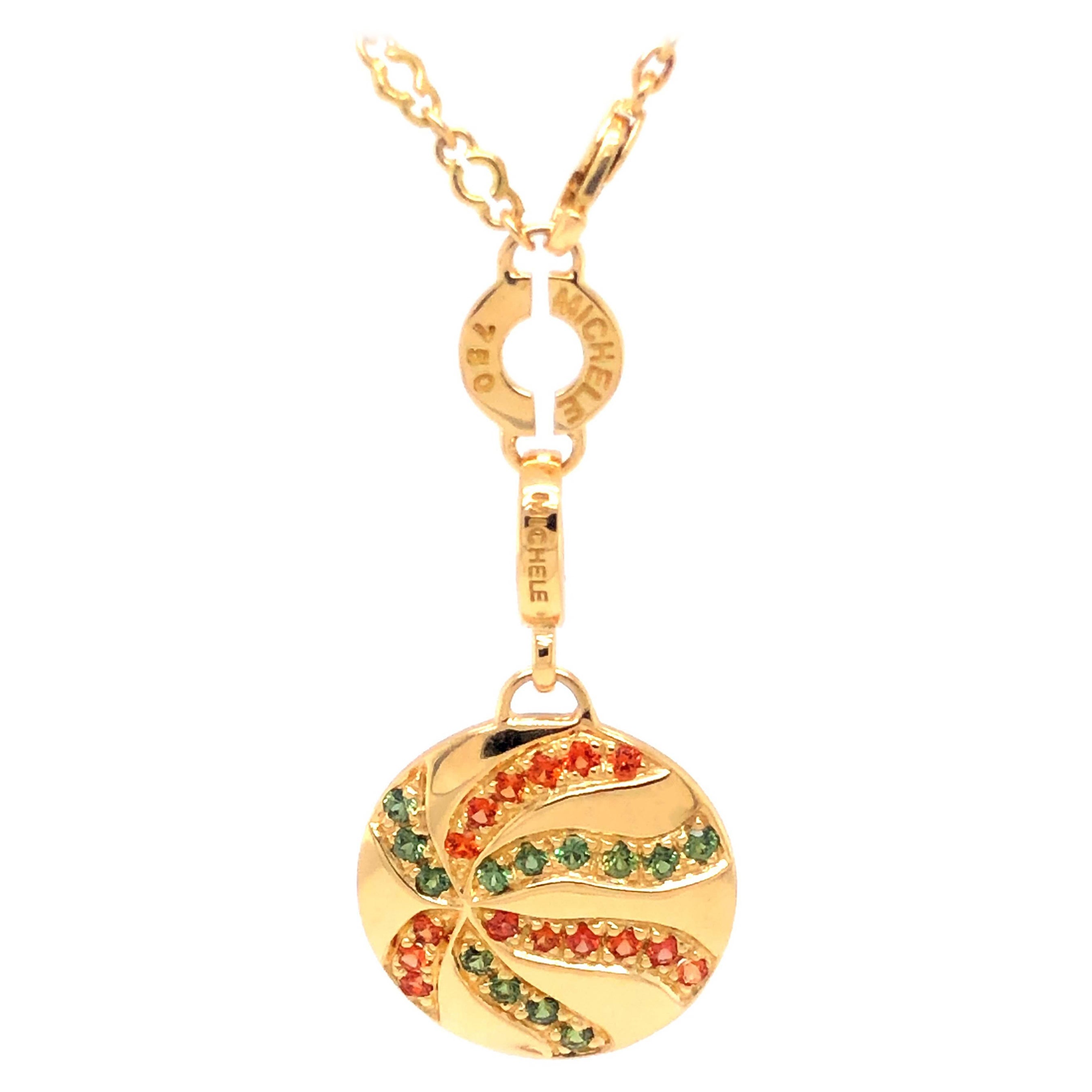 Michele Colgante Estrella de Mar de Oro y Granate con Cadena, Oro Amarillo 18k en venta
