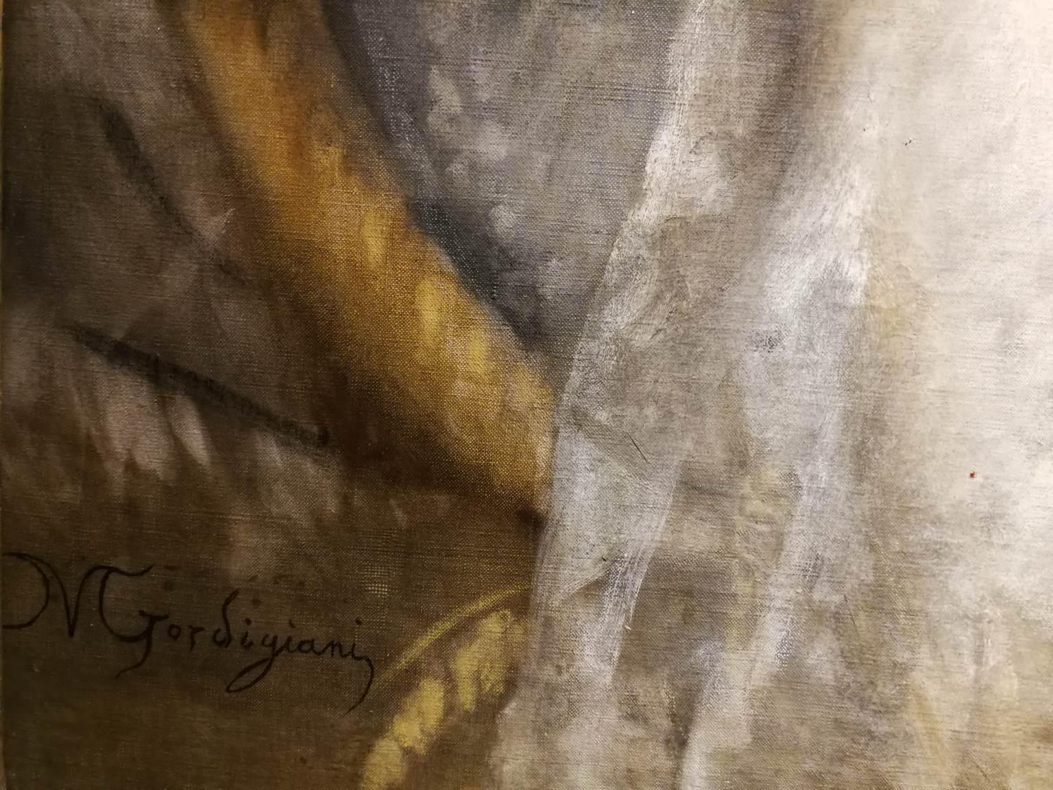 Dipinto Figurativo toscano ritratto femminile nobile belle époque del XIX secolo im Angebot 2