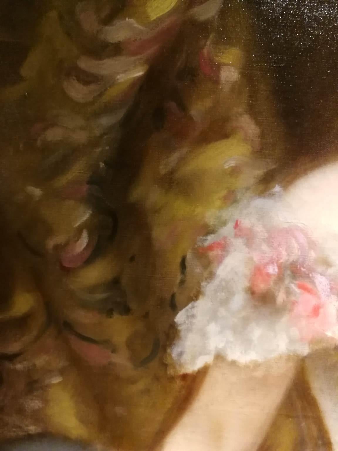 Dipinto Figurativo toscano ritratto femminile nobile belle époque del XIX secolo im Angebot 3