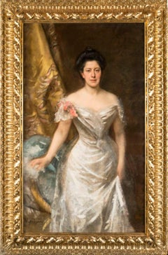 Dipinto Figurativo toscano ritratto femminile nobile belle époque del XIX secolo