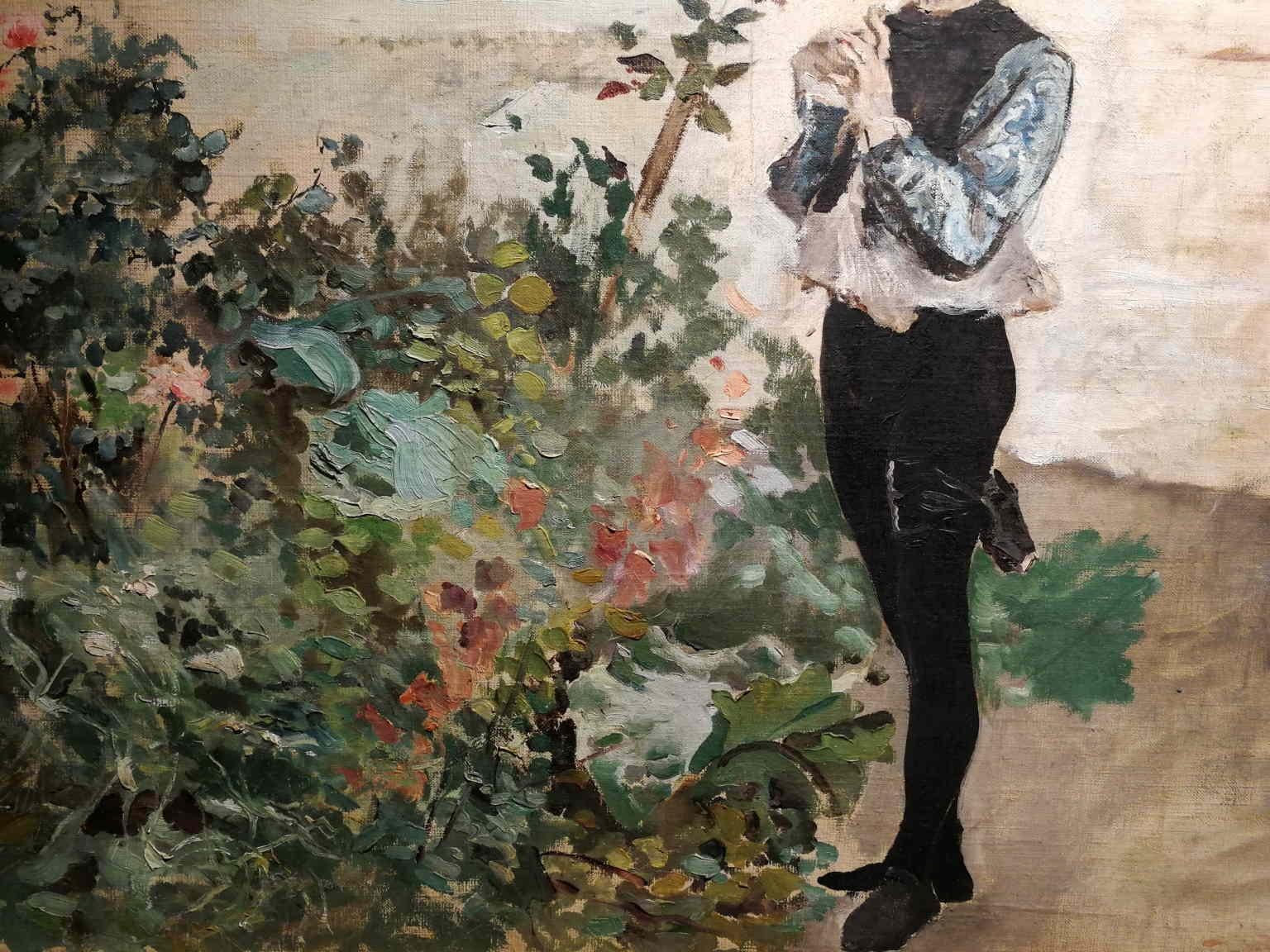 Florentine Signed Gordigiani Portrait Landscape Painting 19th century oil canvas For Sale 3