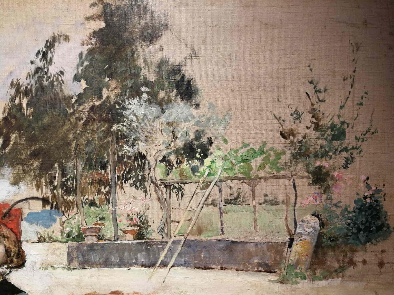 Florentine Signed Gordigiani Portrait Landscape Painting 19th century oil canvas For Sale 4