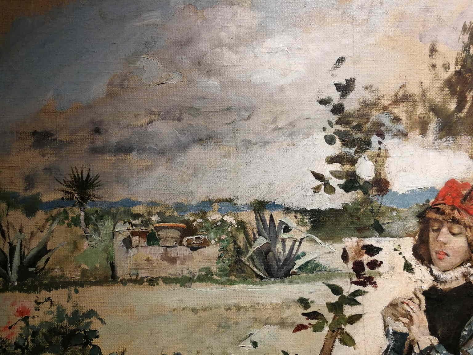 Florentine Signed Gordigiani Portrait Landscape Painting 19th century oil canvas For Sale 6