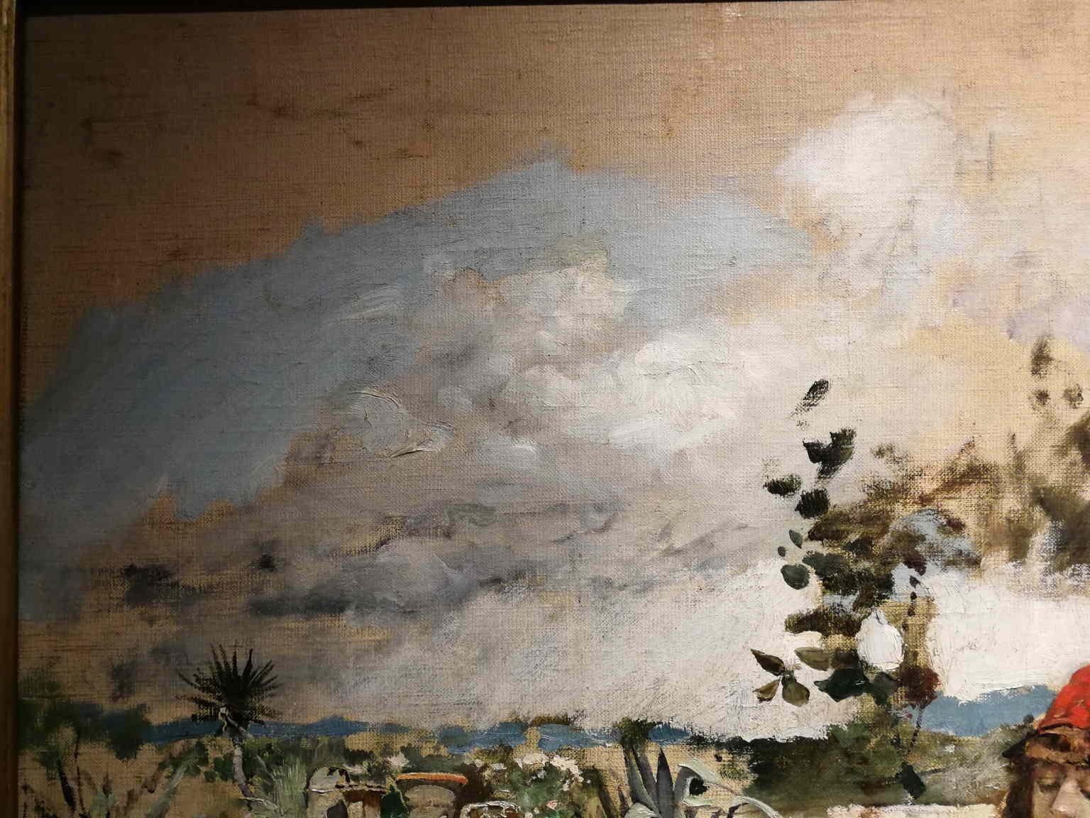 Florentine Signed Gordigiani Portrait Landscape Painting 19th century oil canvas For Sale 7
