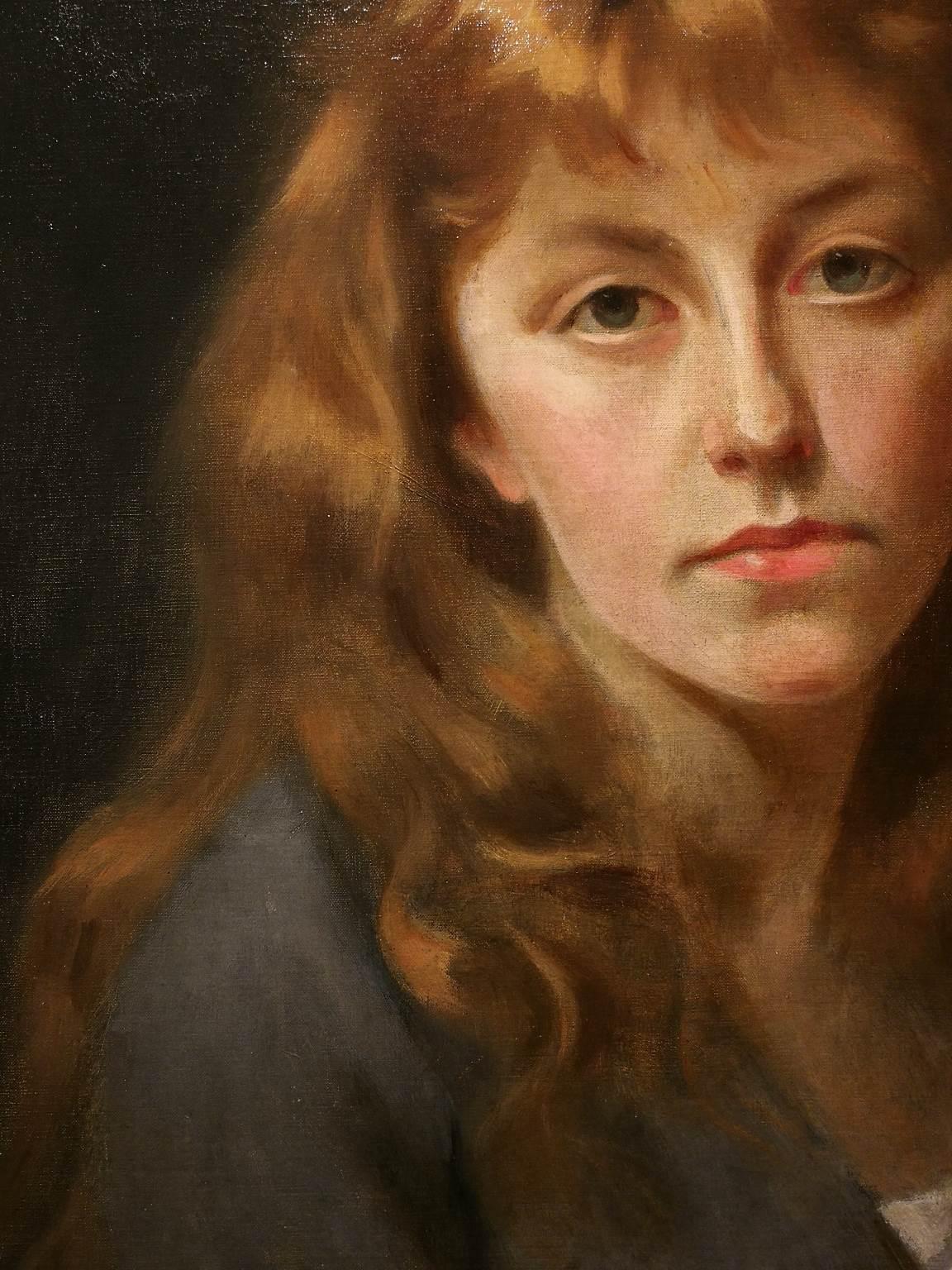 Signed Michele Gordigiani Female Portrait Painting 19 century oil canvas 2