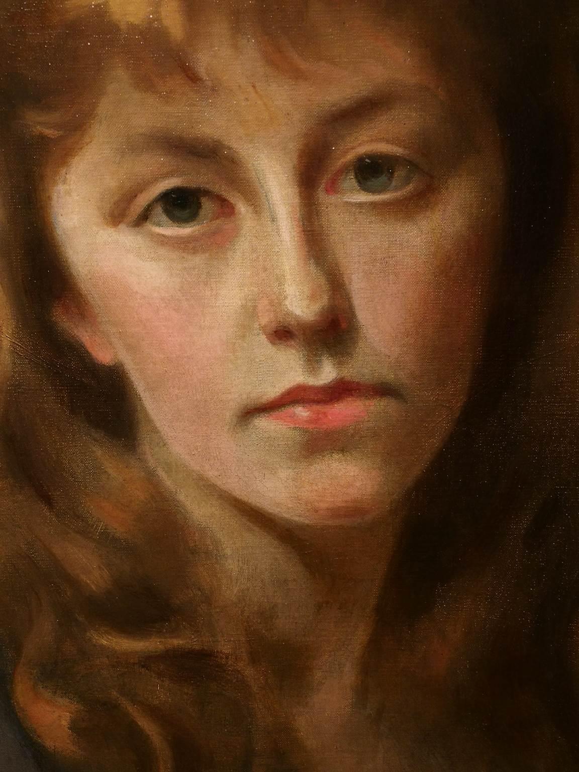 Signed Michele Gordigiani Female Portrait Painting 19 century oil canvas 3