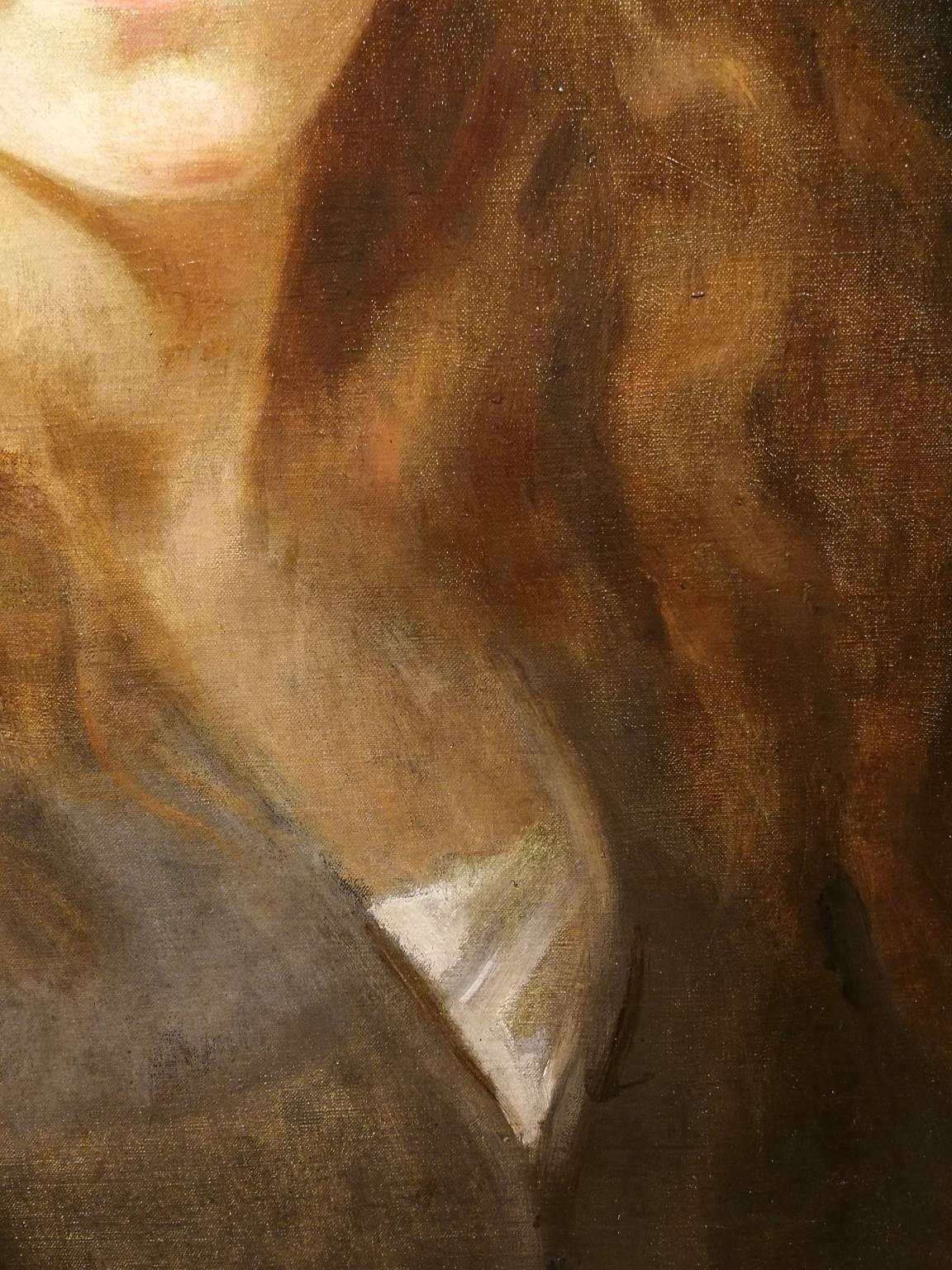 Signed Michele Gordigiani Female Portrait Painting 19 century oil canvas 4