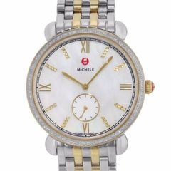 Michele Gracile MOP Two Tone Steel .40cttw Quartz Ladies Watch MWW26A000003