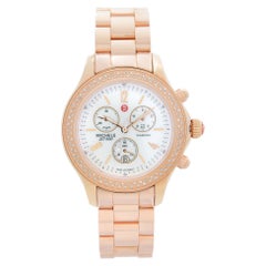 Michele Jetway Rose Gold Diamond 0.5cttw Bezel MOP Ladies Watch MWW17A000012