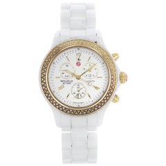 Michele Jetway White Dial Ceramic 0.50 Carat Diamond Watch MWW