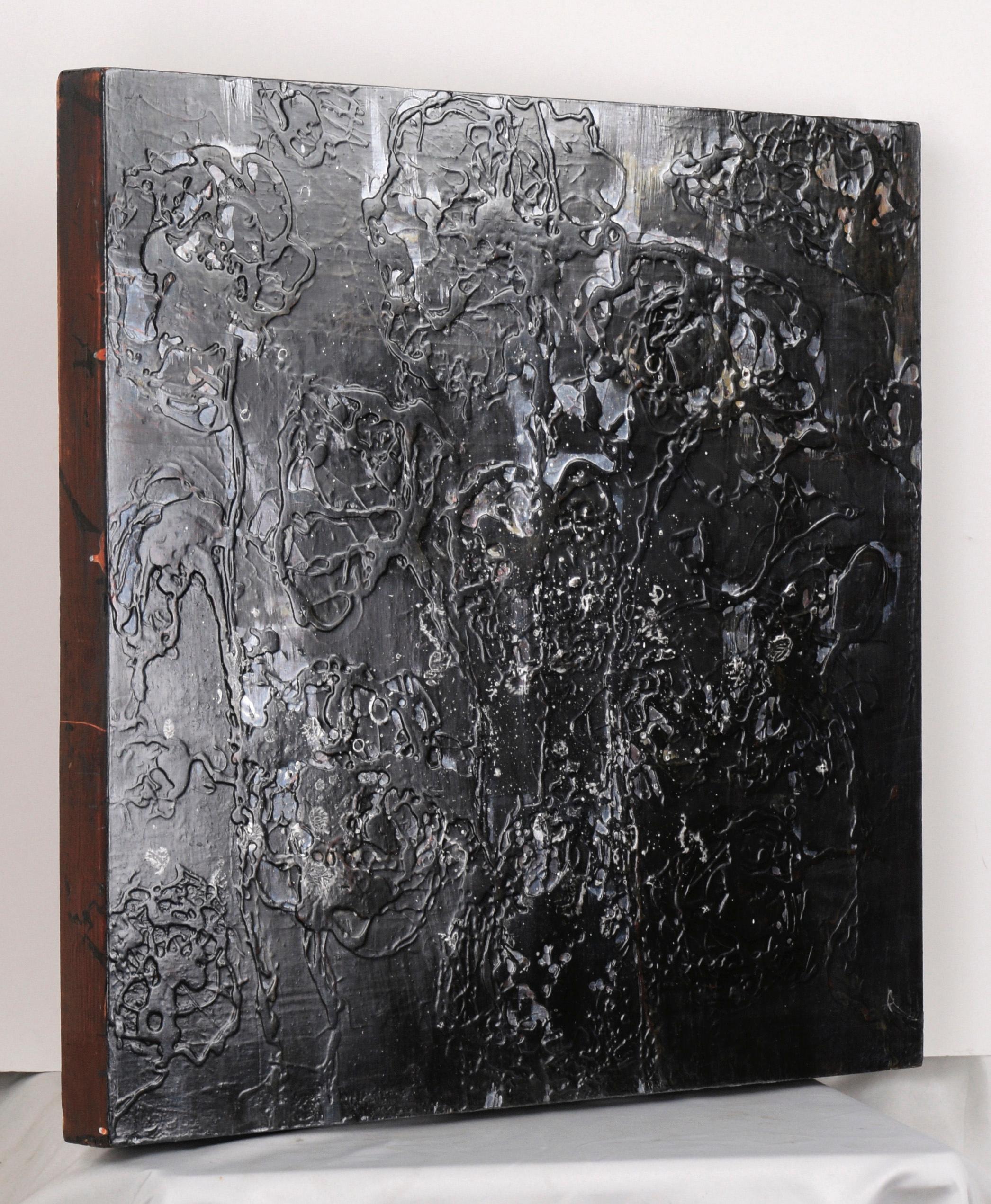 « Fantômes » - Composition abstraite à l'acrylique, à l'huile et à l'encre sur panneau de bois torsadé en vente 5