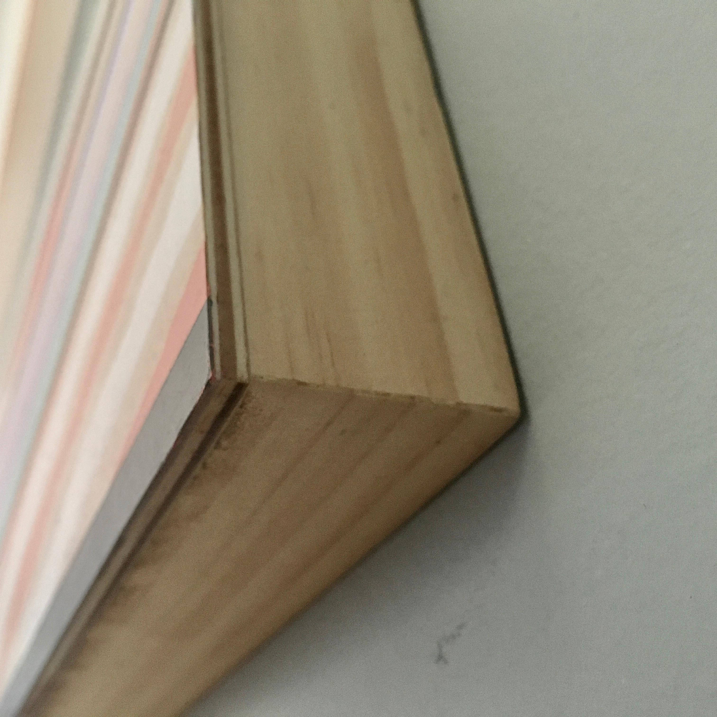 After the Fact: paesaggio astratto di ispirazione giapponese con venature di legno, blu e arancione 1