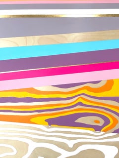 Summer's Radiant Distraction: abstract Japanese inspired landscape, pink & gold