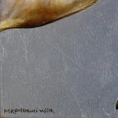 „Regenz“ (2024) von Michele Kortbawi Wilk, Ölgemälde mit Blattsilber