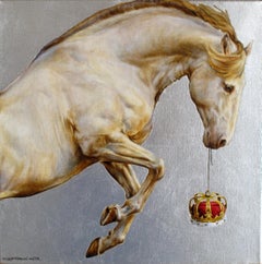 "Reign" (2024) By Michele Kortbawi Wilk, Oil Painting with Silver Leaf