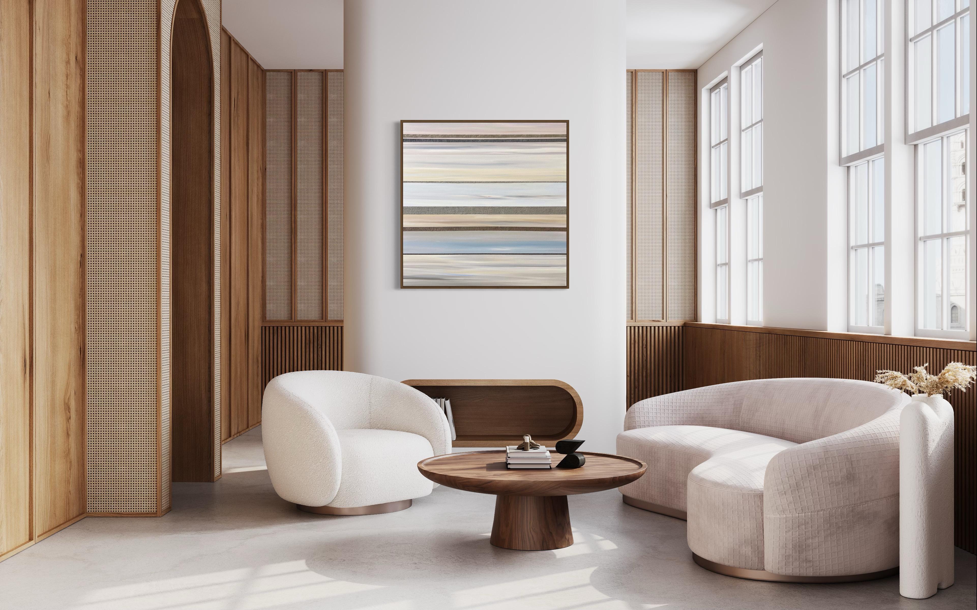 Not So Blank - Colorful Minimalist Landscape Line Painting For Sale 1