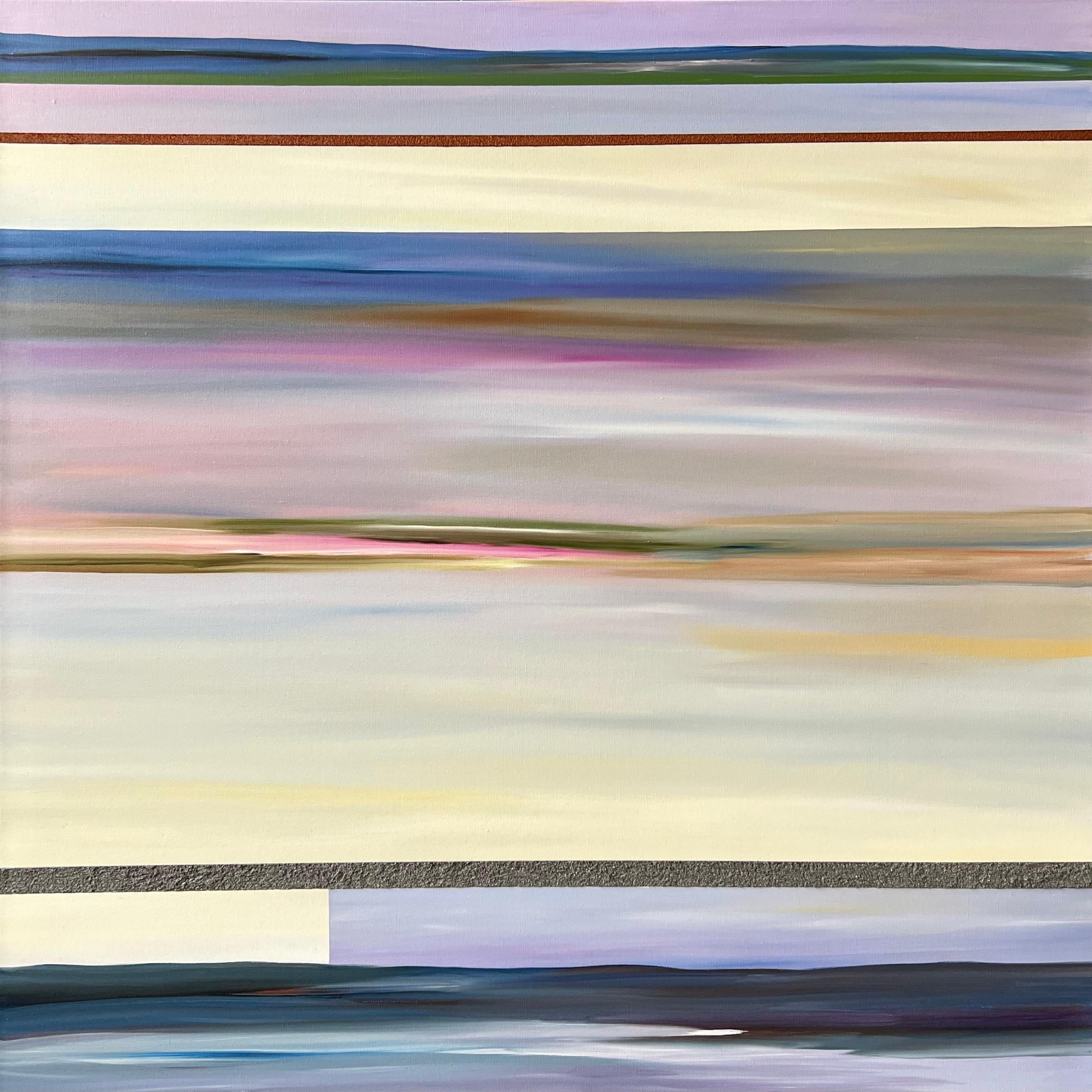 Michele Krauss Abstract Painting - Quietude - Colorful Minimalist Landscape Line Painting