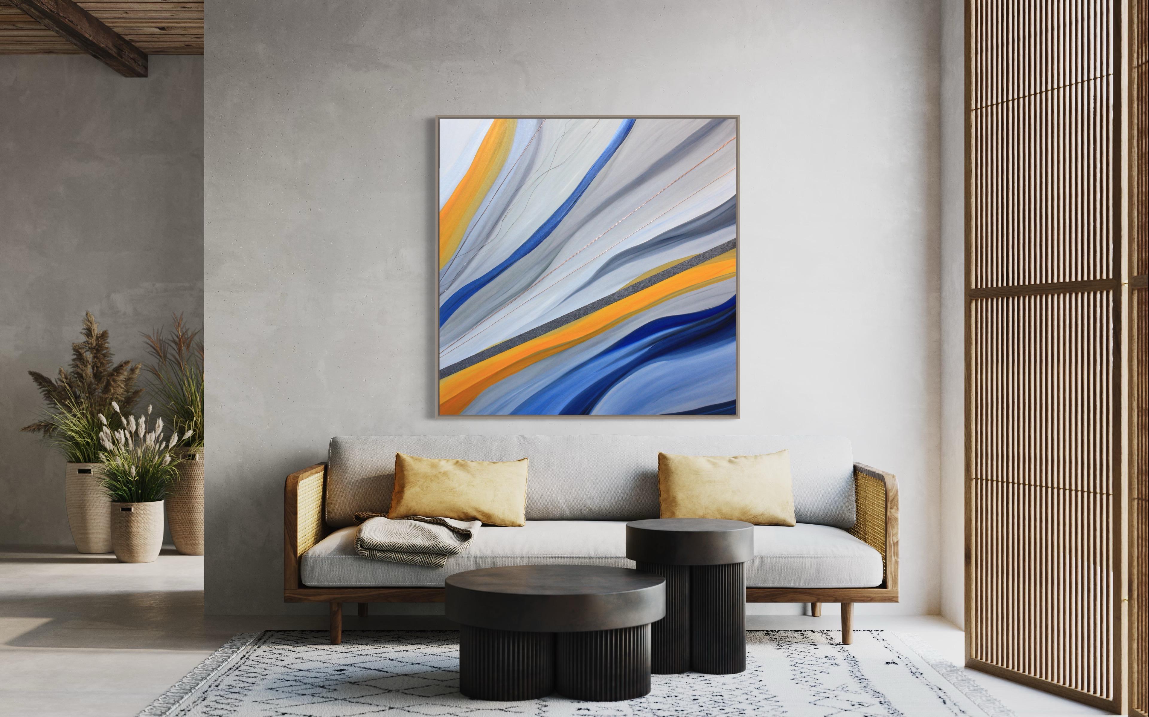 Parla con me, quadro astratto originale contemporaneo - Abstract Painting Grigio di Michele Krauss