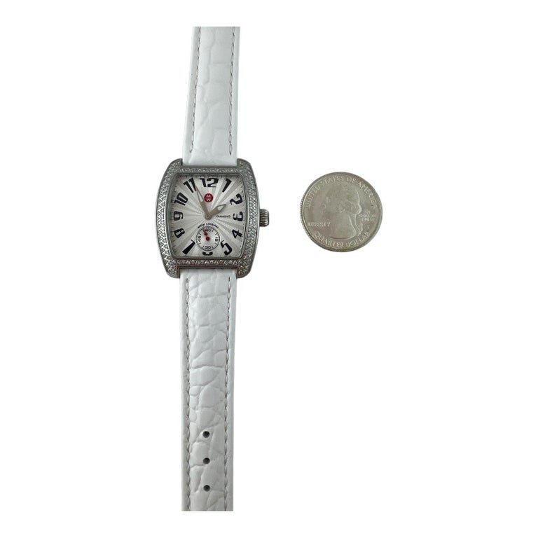 Michele Mini Urban Montre pour femmes avec bracelet blanc et