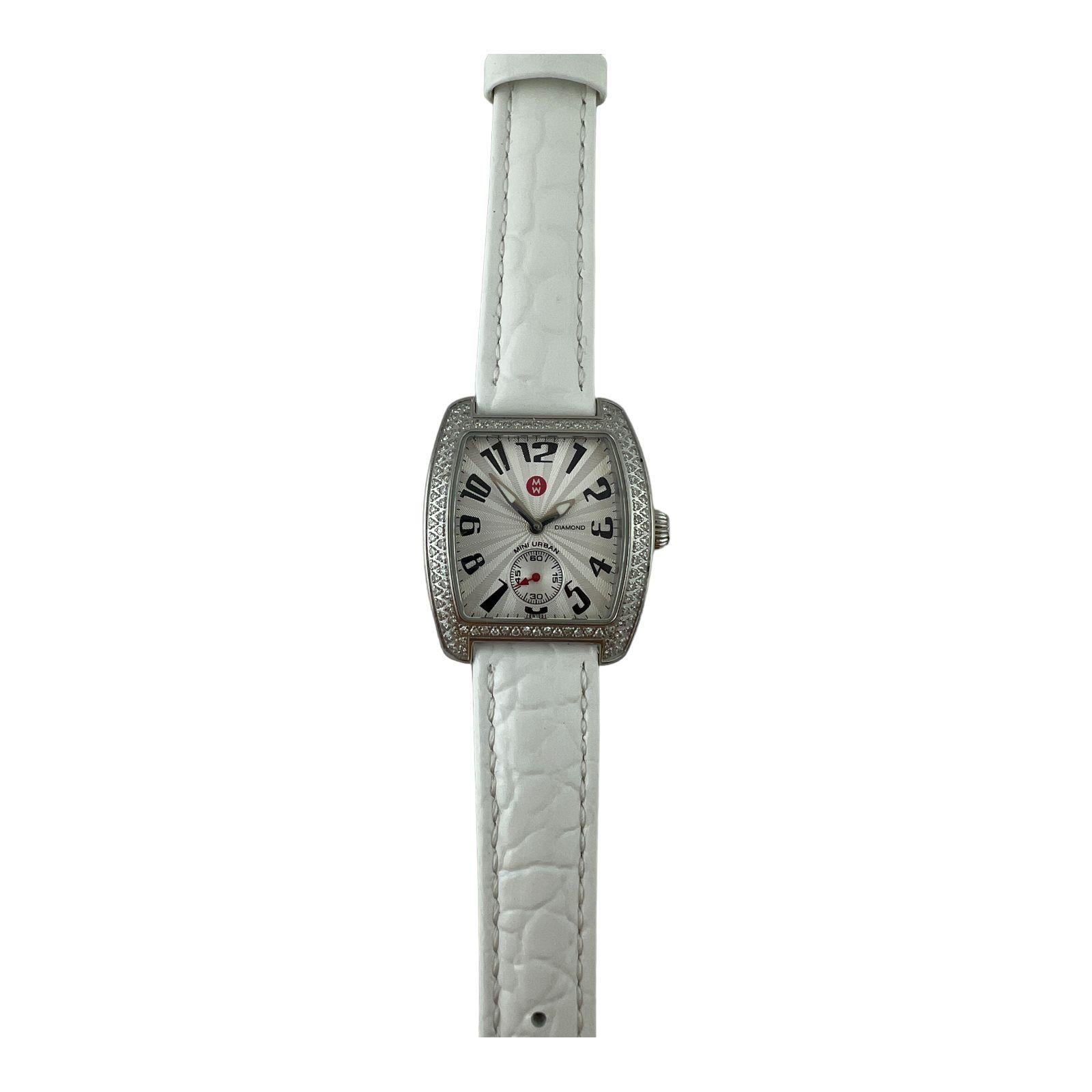 Michele Mini Urban Diamond Ladies Watch

Model: MW02A01A2001
Serial: N26803SS

This diamond Michele watch is set in stainless steel with a diamond bezel and white leather band

This watch is approx. 8.25