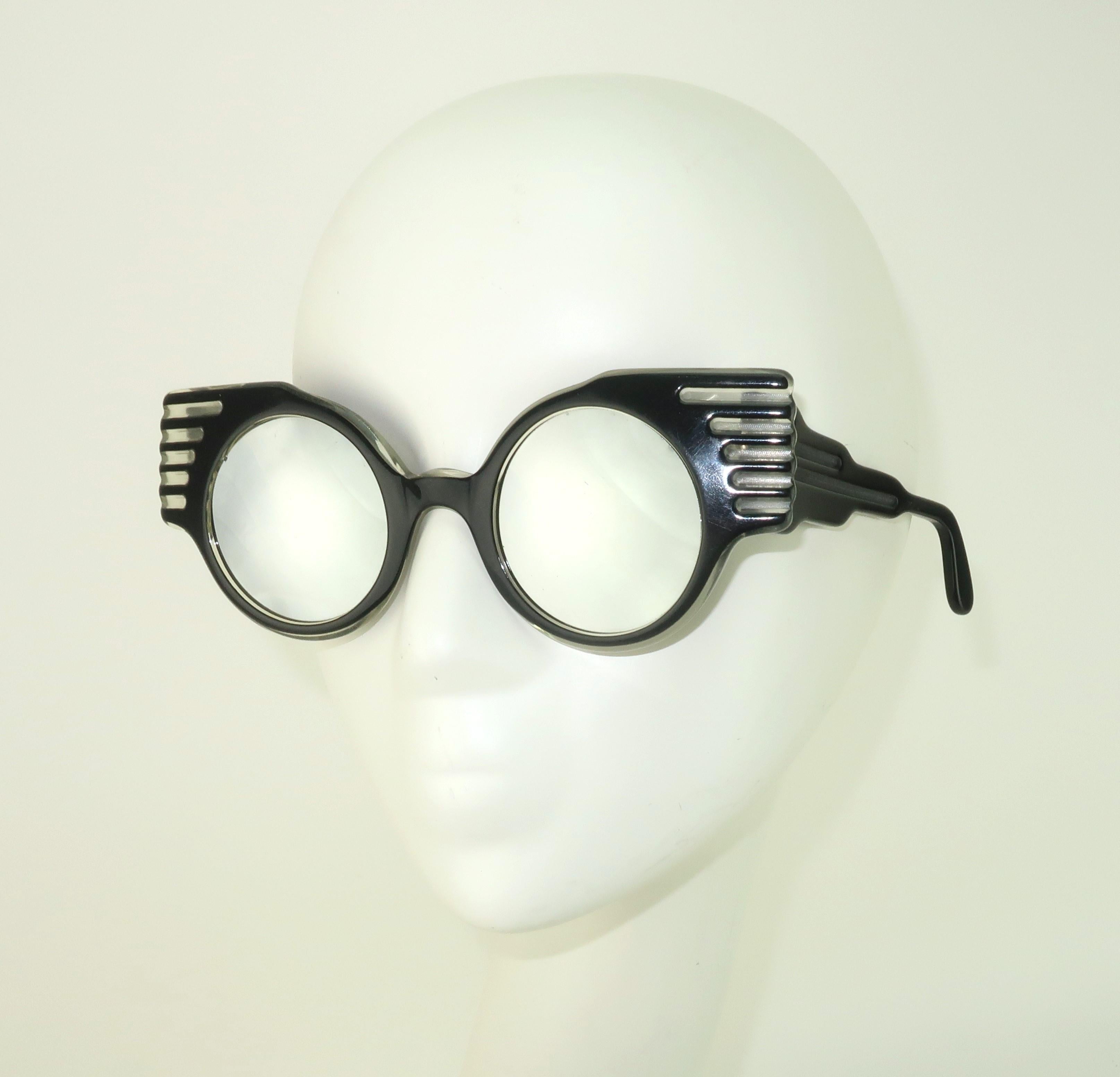 Michele Lamy French Black 'Cadillac Tailfin' Sunglasses, 1980's For Sale 7