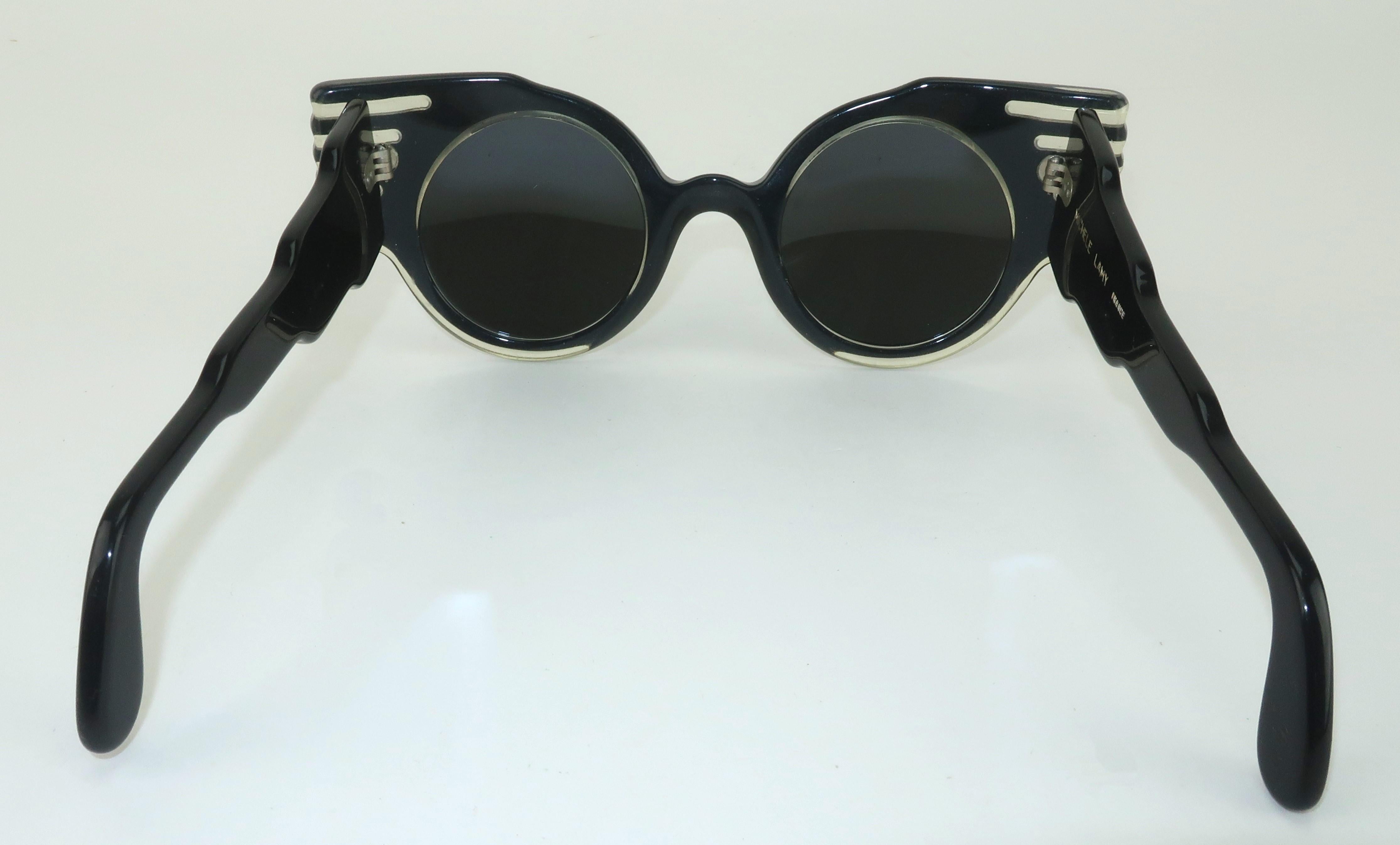 Michele Lamy French Black 'Cadillac Tailfin' Sunglasses, 1980's For Sale 2