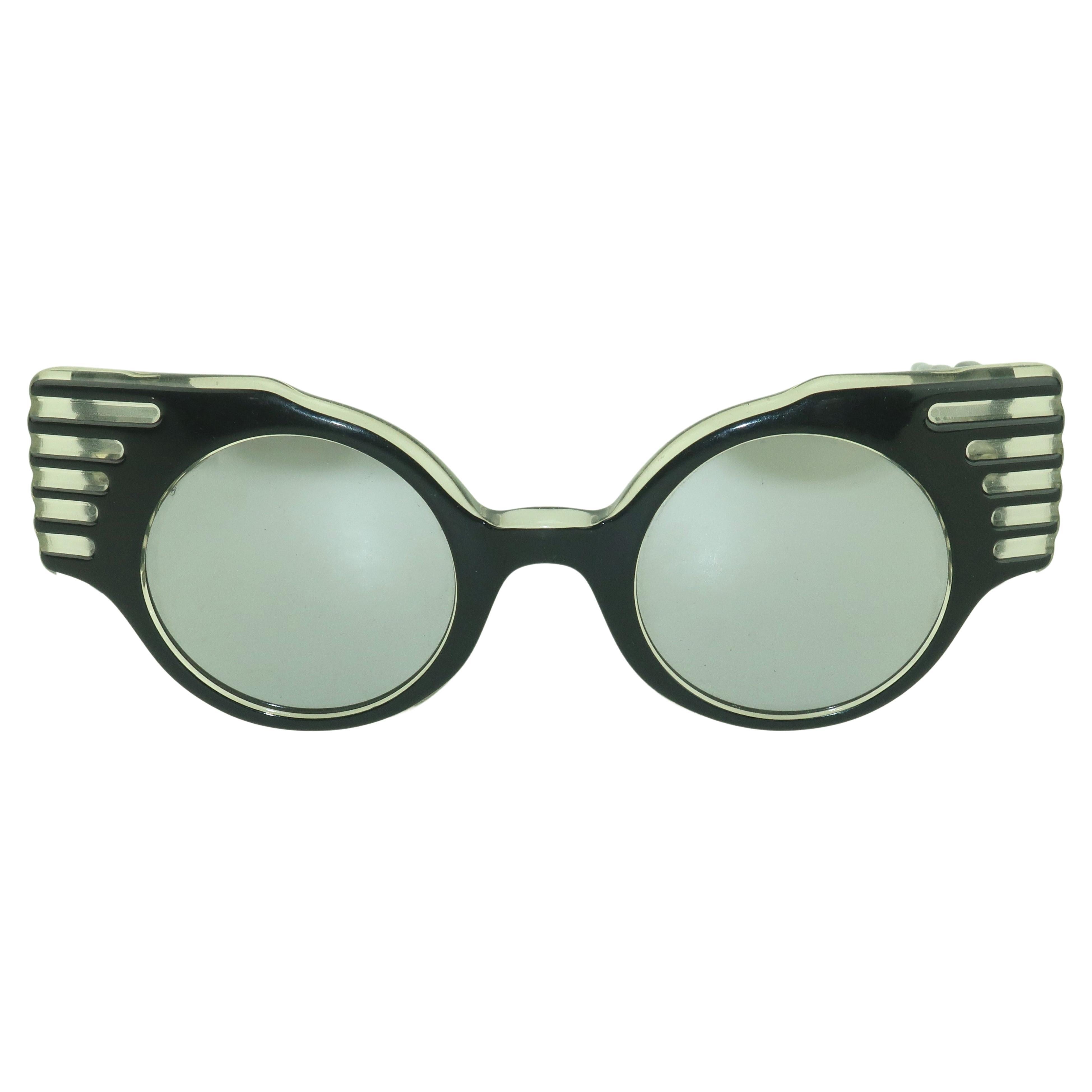 Michele Lamy French Black 'Cadillac Tailfin' Sunglasses, 1980's For Sale