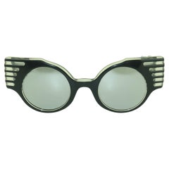 Vintage Michele Lamy French Black 'Cadillac Tailfin' Sunglasses, 1980's