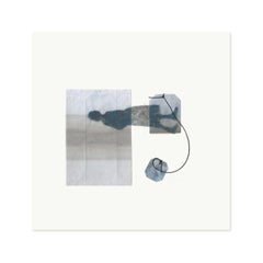 Anchor - pastel color contemporary photo transfer of women on paper with thread
