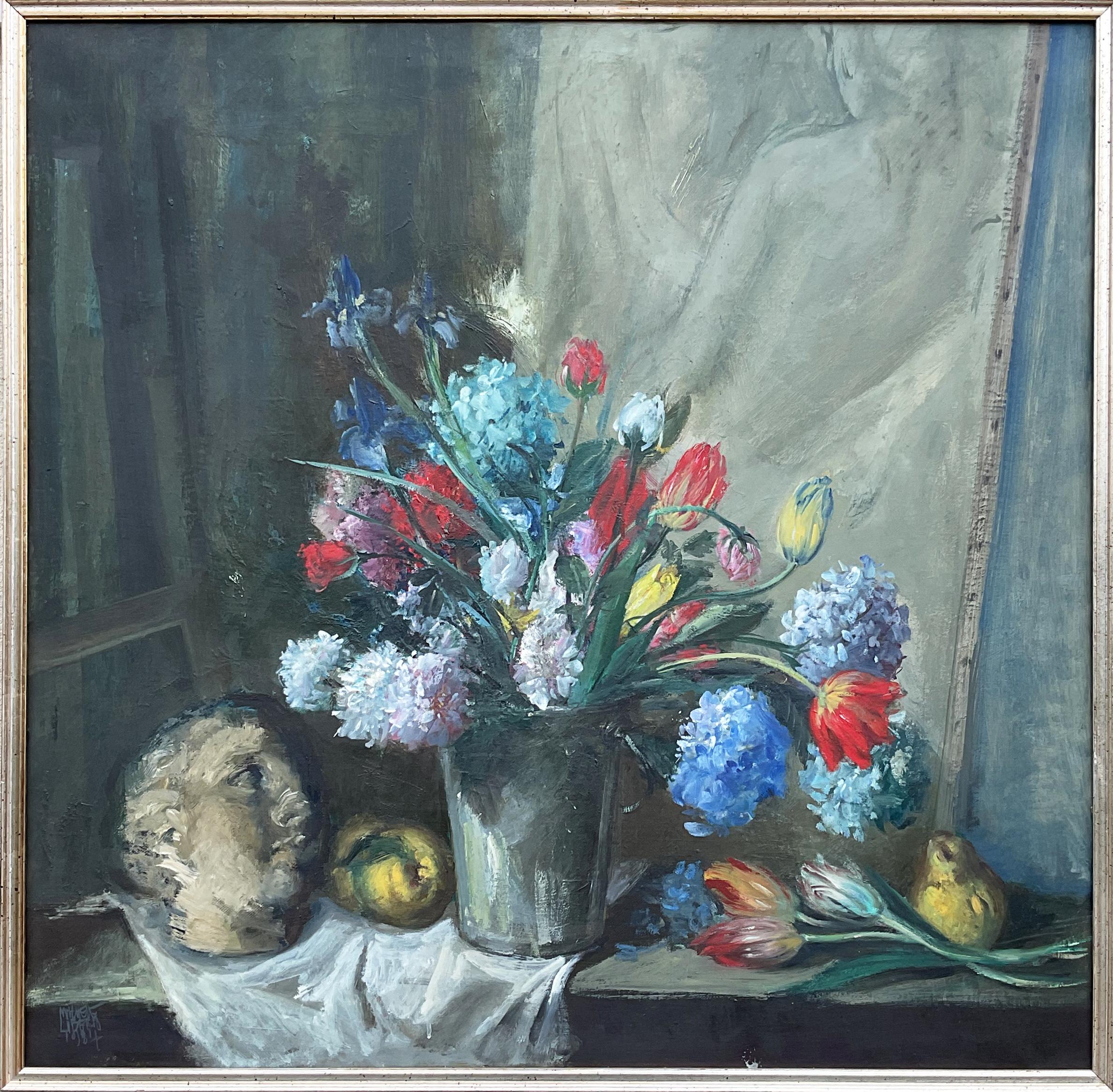 Michele Loberto
1922 - ?
Still life of flowers with classical head, 1984
oil on canvas, cm. 95x95
Signature and date at lower left: Michele Loberto 1984

The painting, in excellent condition from an important private collection in Trieste, depicts a