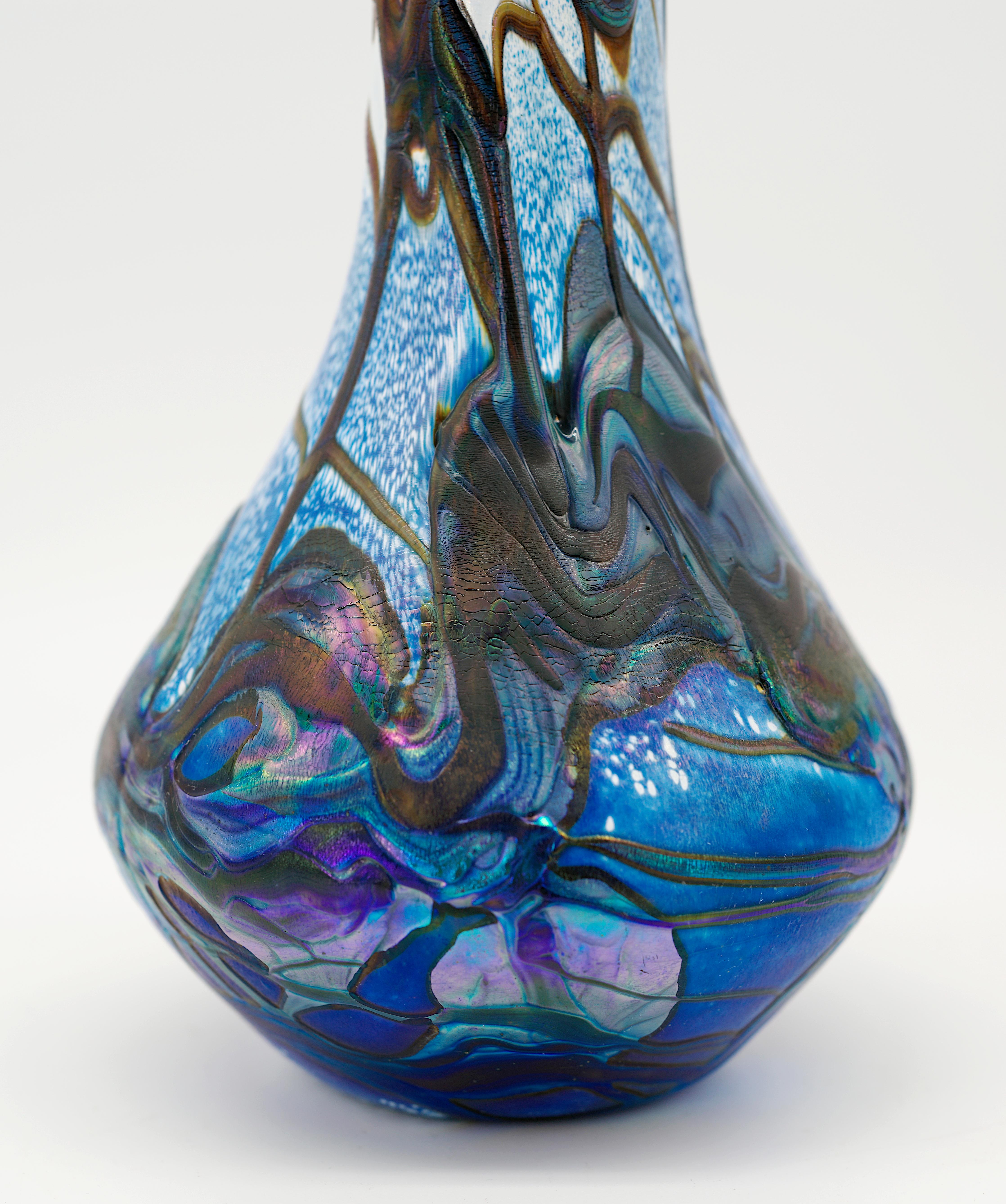 Fine XX secolo Michèle LUZORO Vaso in vetro artistico, Biot, 1980-1990 in vendita