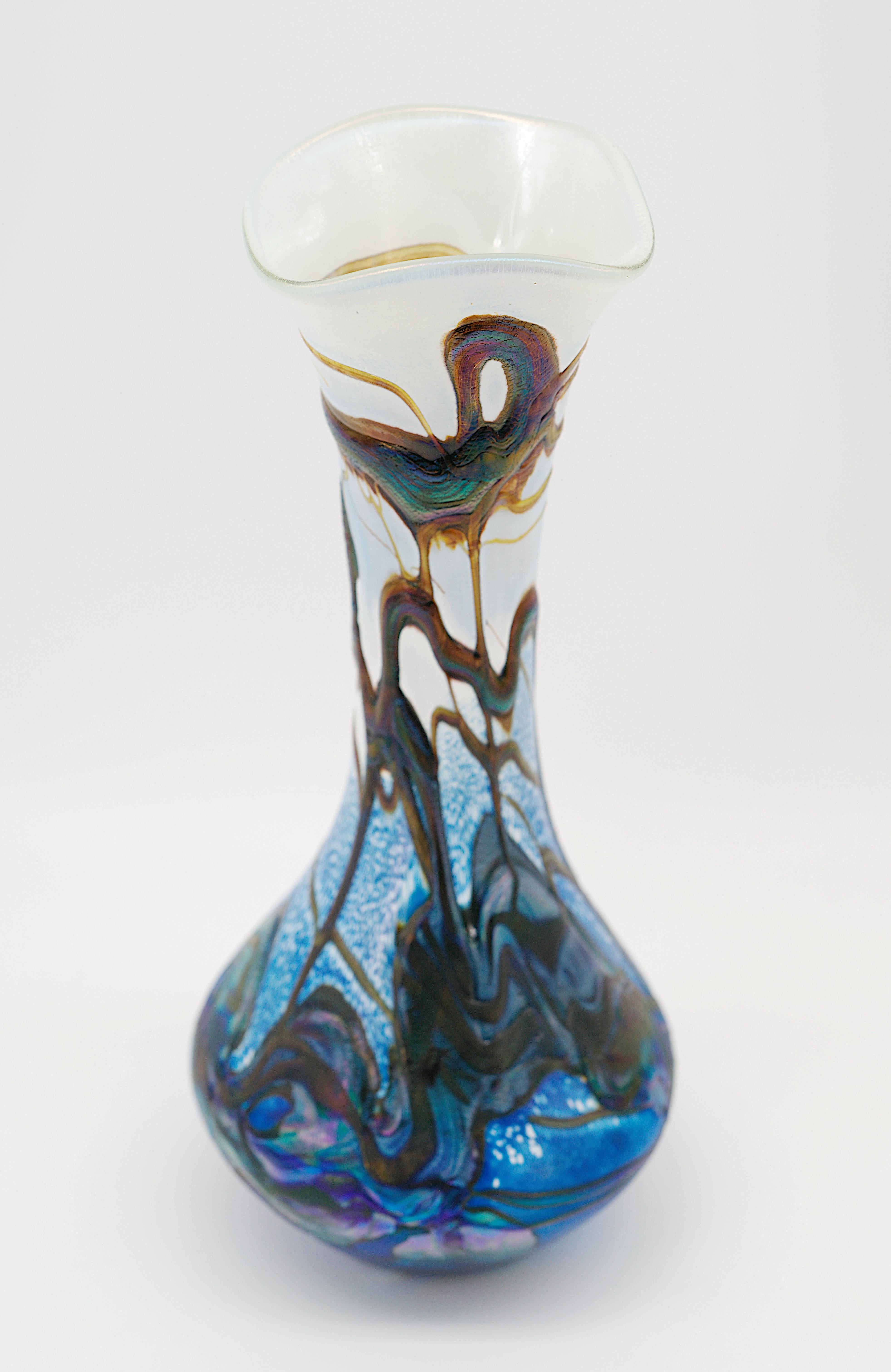 Vetro artistico Michèle LUZORO Vaso in vetro artistico, Biot, 1980-1990 in vendita