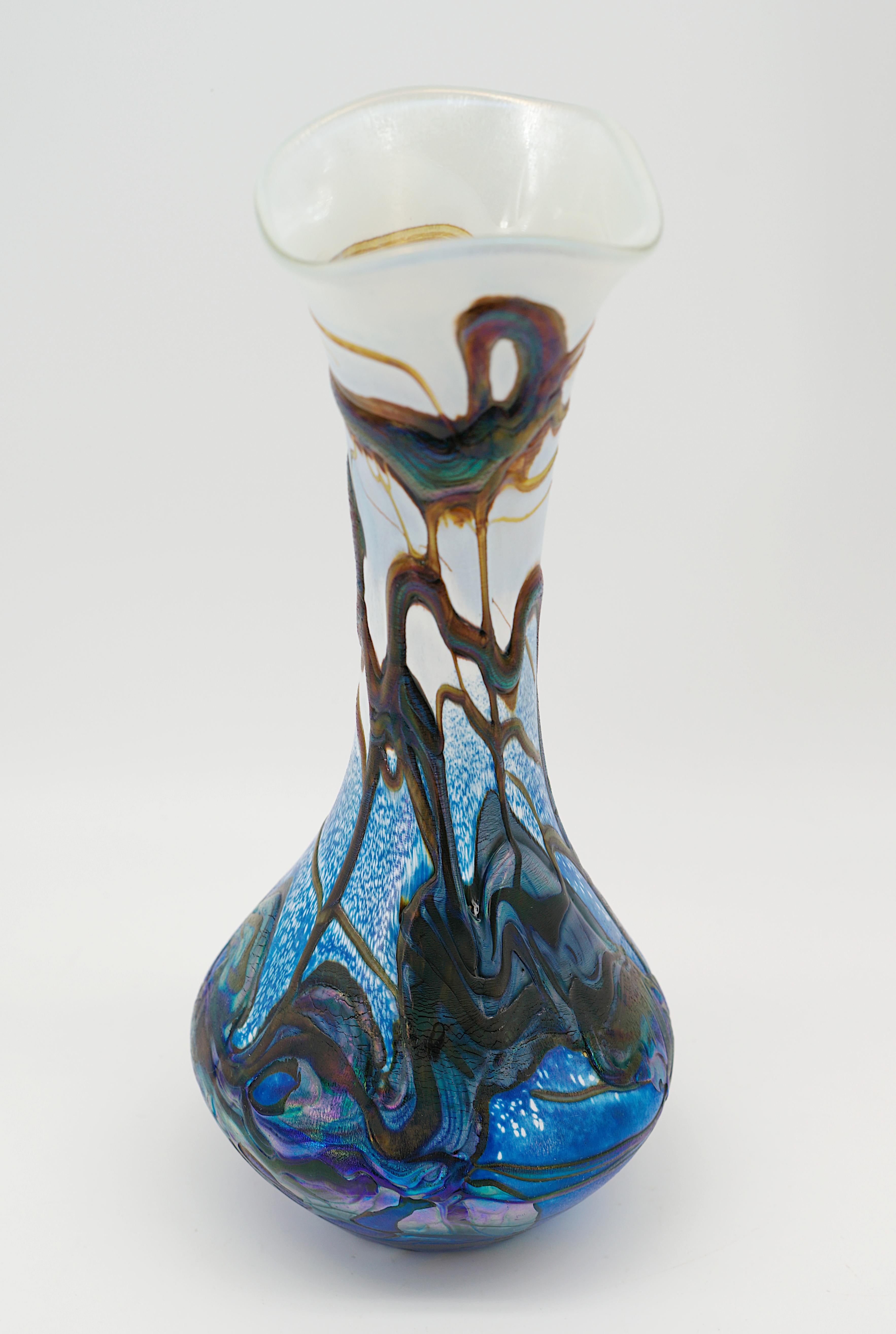 Michèle LUZORO Vaso in vetro artistico, Biot, 1980-1990 in vendita 1